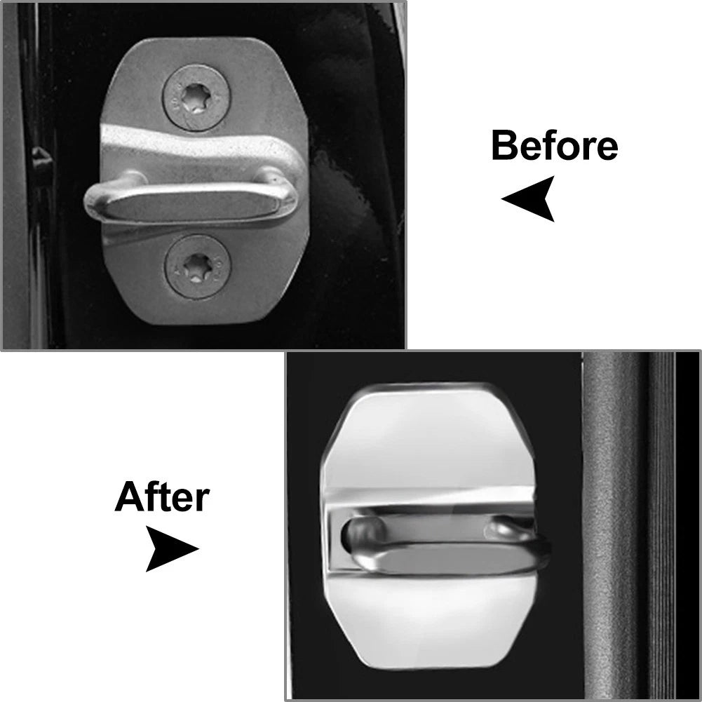 Silver Car Door Lock Protective Cover for BMW F40 F45 G20, Benz C-Class, Maserati