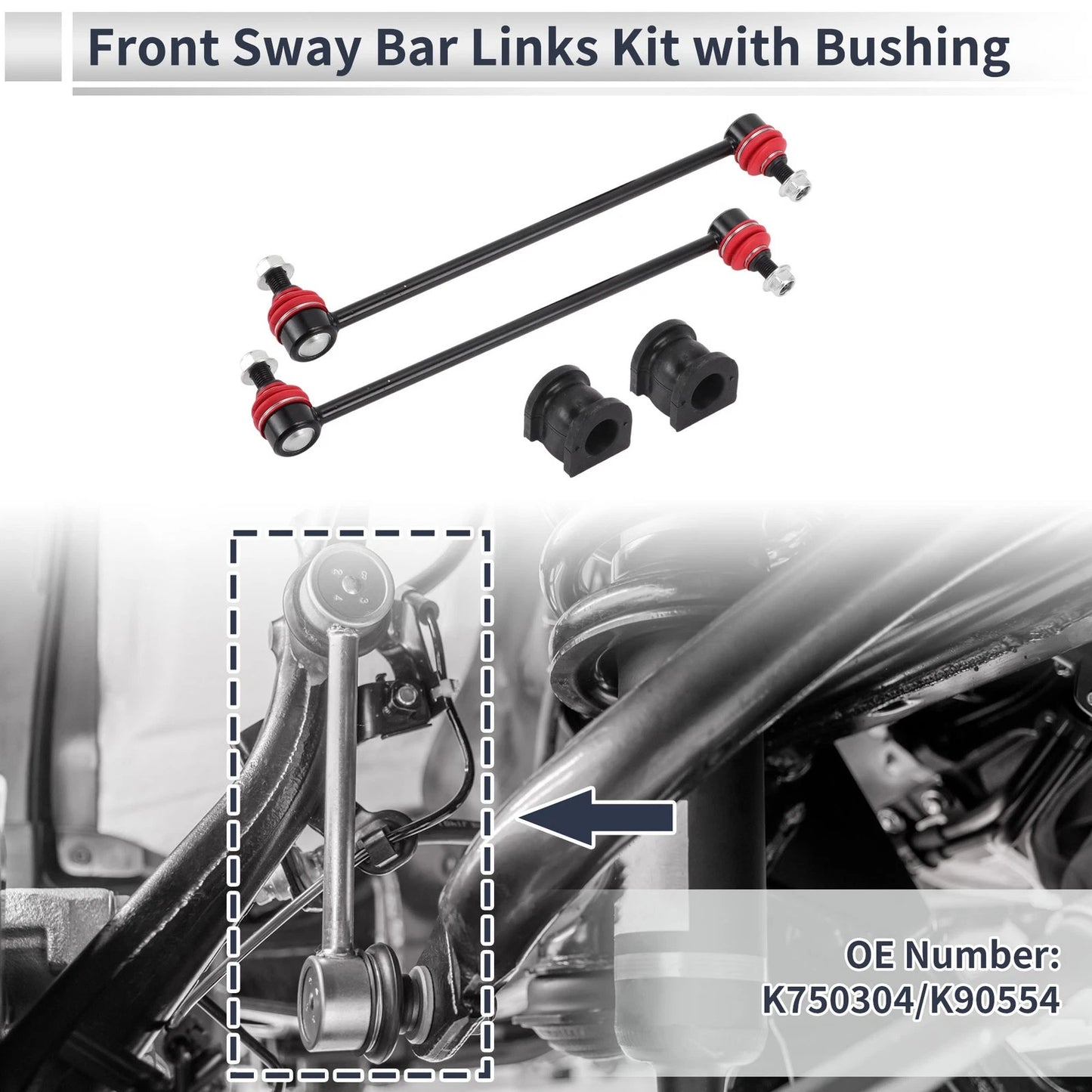 Front Stabilizer Bar Links with 2 Pcs Bushing for Honda Odyssey (2005-2010)