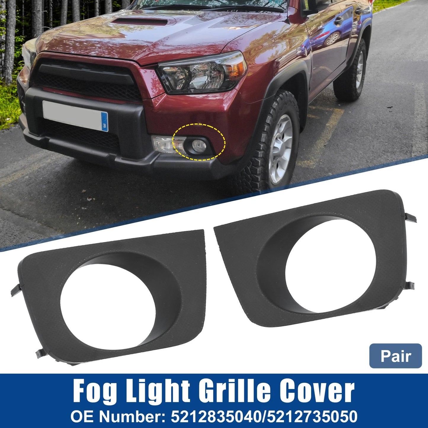 Pair Car Front Fog Light Grille Cover Trims Frame for Toyota