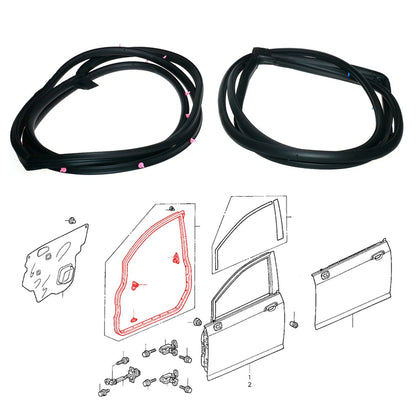 Front Door Weatherstrip Set for Honda Fit Aria City Sedan 2003-2008
