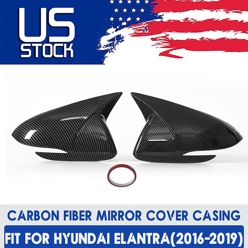 Carbon Fiber Rear View Side Door Mirror Covers for Hyundai Elantra (2016-2019)