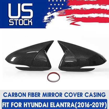 Carbon Fiber Rear View Side Door Mirror Covers for Hyundai Elantra (2016-2019)