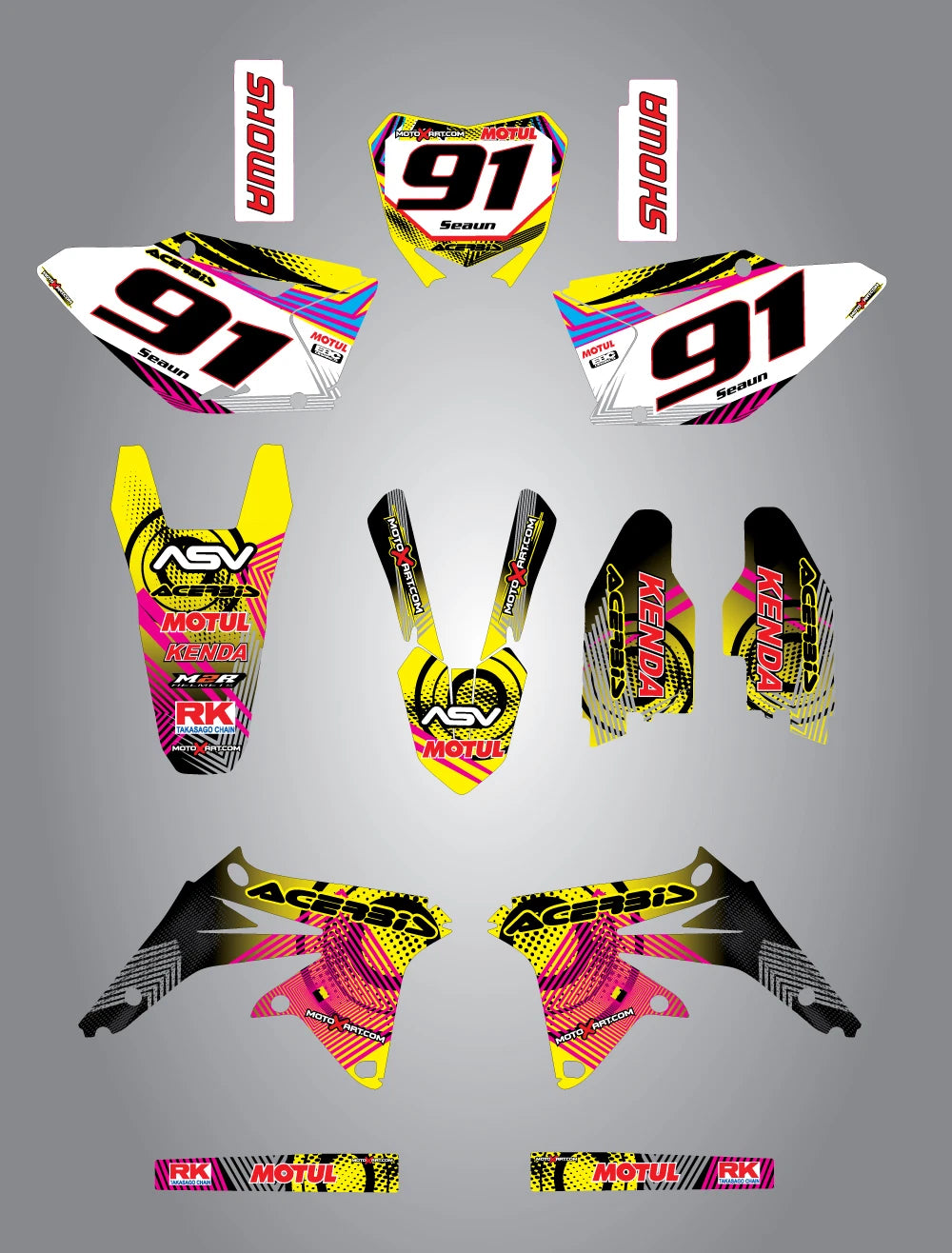 Custom Graphic Kit for Suzuki RMZ 450 Neon Stickers Decals (2008-2015)