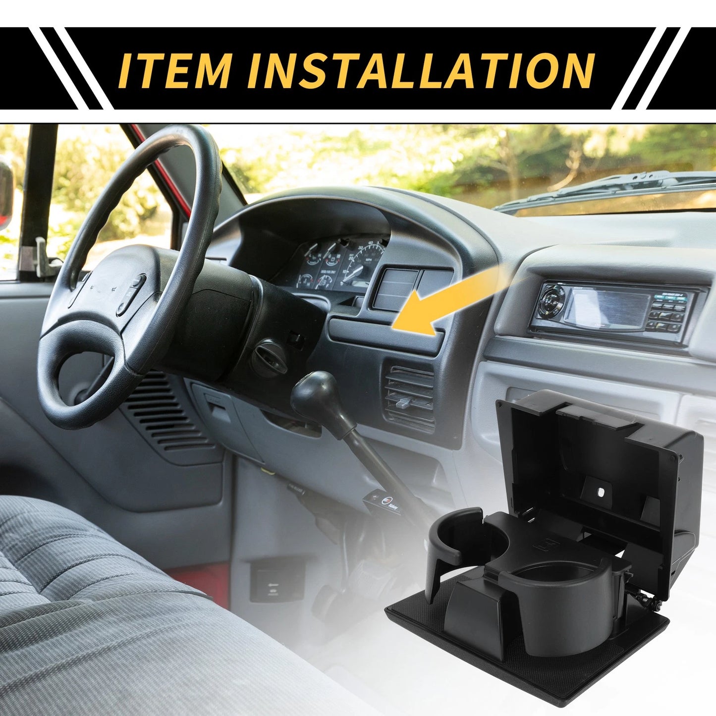 Dashboard Cup Holder for Ford F-250 F-350 F-450 F-550 (2008-2016) Black
