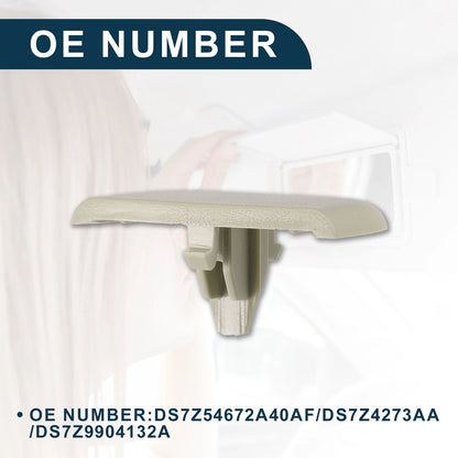 Makeup Mirror Cover Sun Visor Cap Clip for Ford (2015-2023) - Beige 1 Set