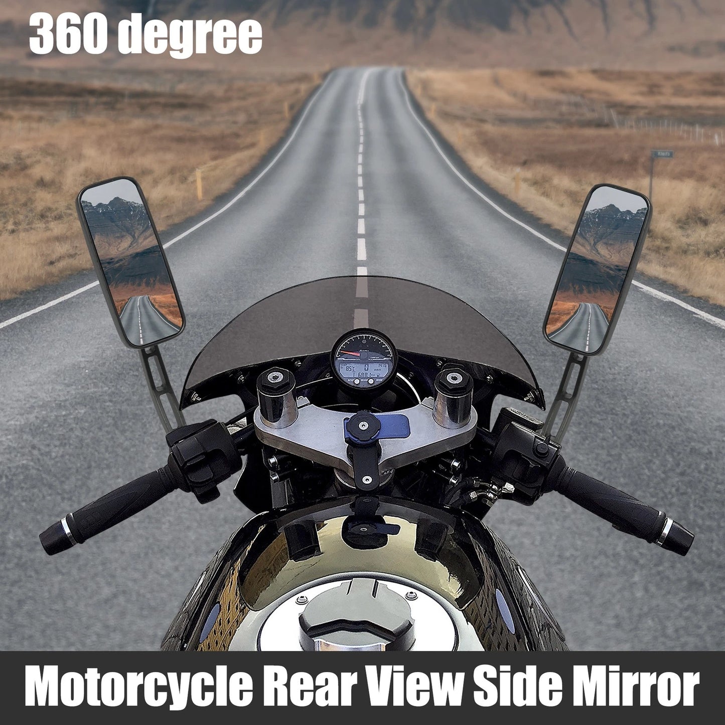 1 Set 8mm 10mm Screw Thread Rearview Mirror Black for Motorcycle