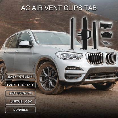AC Air Vent Clips Tab for BMW X5 G05 2019-2023 Black Silver Tone 1 Set
