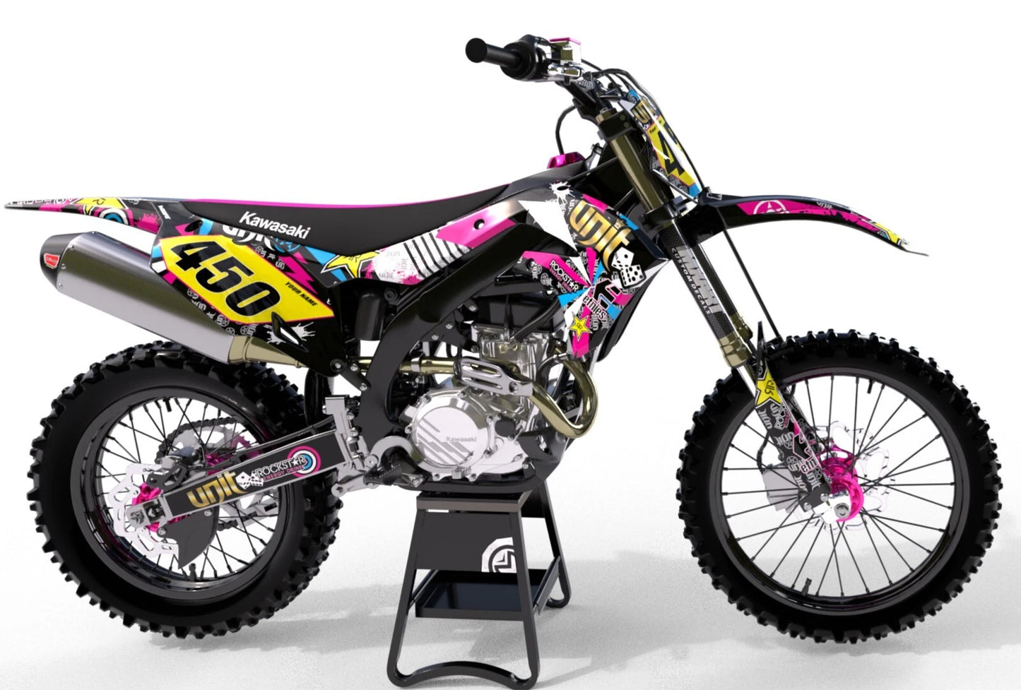 Custom Decal Kit RUSH Style for Kawasaki KLX 110 (2000-2009)