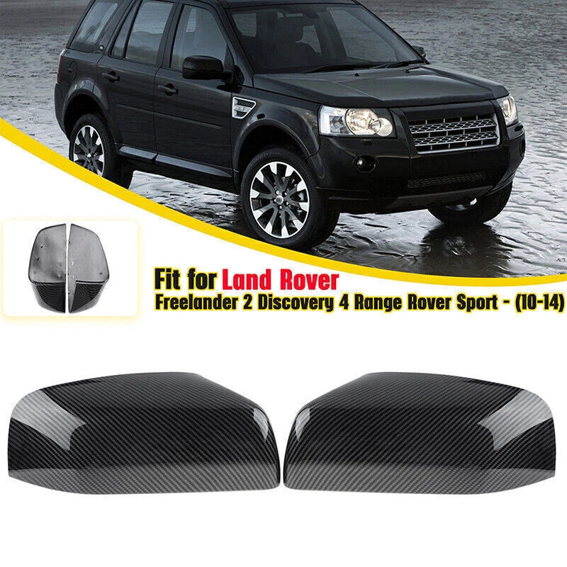 2 x Carbon Fiber Mirror Cover Caps for Land Rover Range Rover Sport LR2 LR4 (2010-2014)