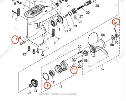 Lower Unit Seal Kit for Tohatsu MFS25A/MFS30B Outboard
