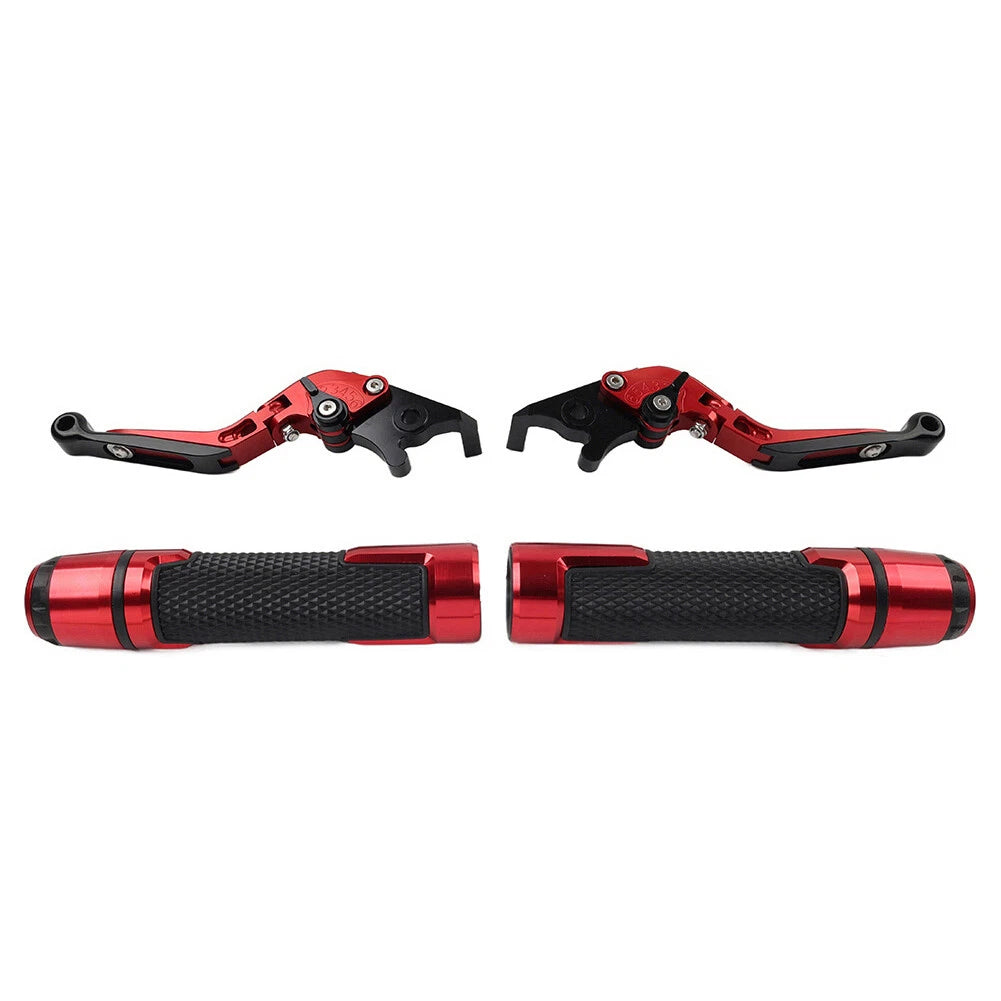 Red Extendable Brake Clutch Levers & Handlebar Grips for Kawasaki Z900RS (2018-2023)