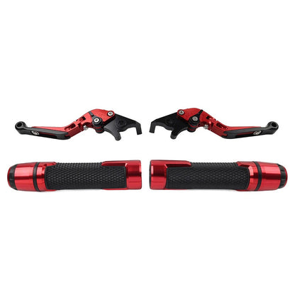 Red Extendable Brake Clutch Levers & Handlebar Grips for Kawasaki Z900RS (2018-2023)