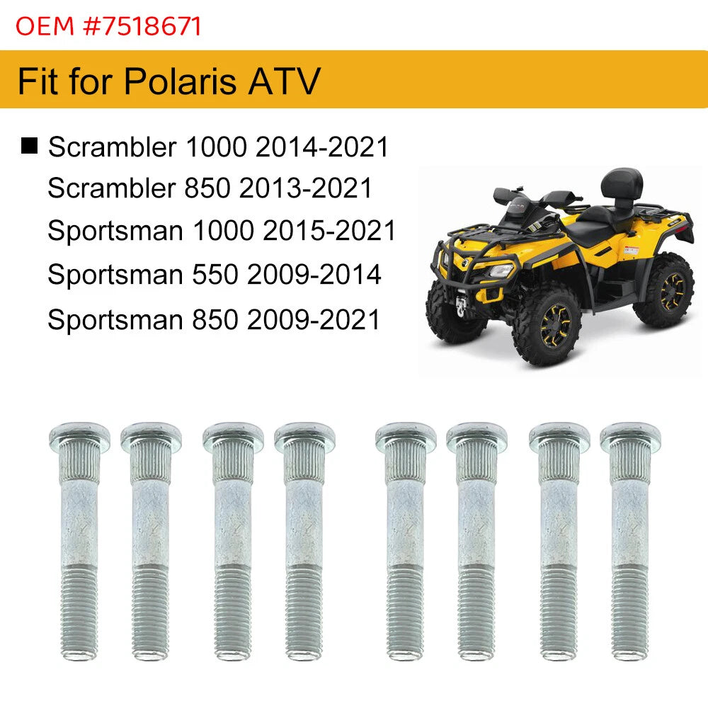 8PCS Front/Rear Wheel Studs for Polaris Sportsman 550 850 1000 XP X2 Touring SP