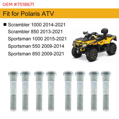 8PCS Front/Rear Wheel Studs for Polaris Sportsman 550 850 1000 XP X2 Touring SP
