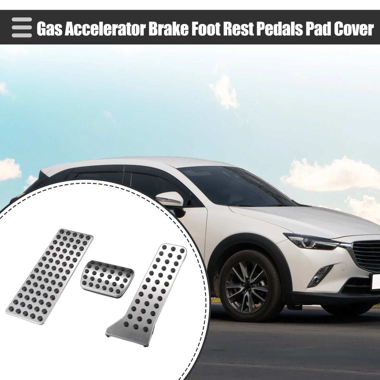 Gas Accelerator Brake Foot Rest Pedal Pad Covers for Mazda CX-3 (2016-2019)