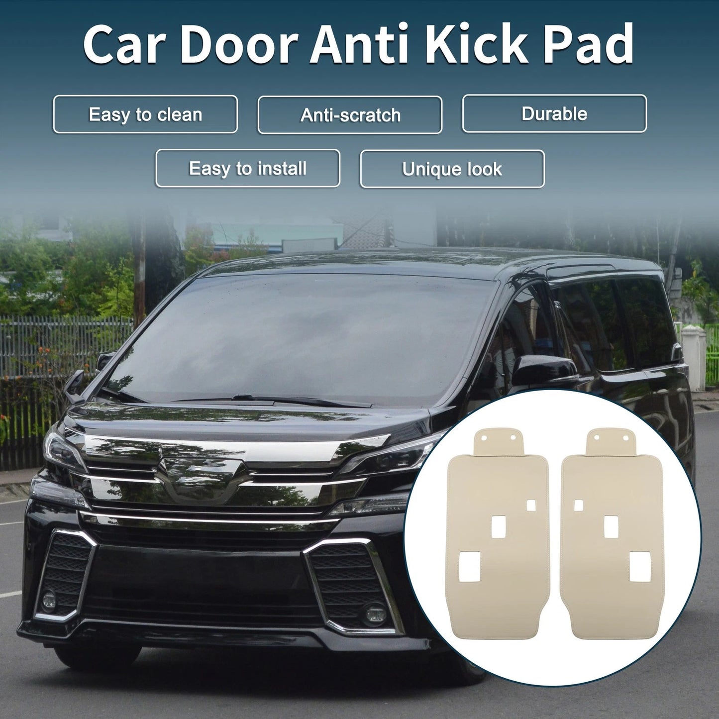 Car Door Anti Kick Pad Sticker 2 pcs Beige for Toyota Vellfire Alphard