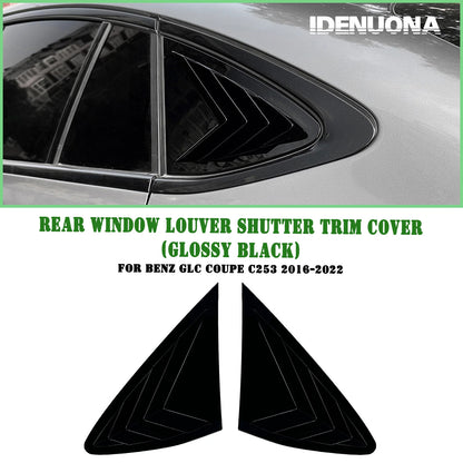 2 x Gloss Black Rear Side Window Louvers for Benz GLC C253 (2016-2022)