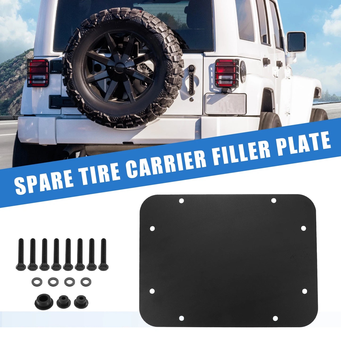 Tailgate Vent Spare Tire Carrier Delete Plate for Jeep Wrangler (2007-2018)