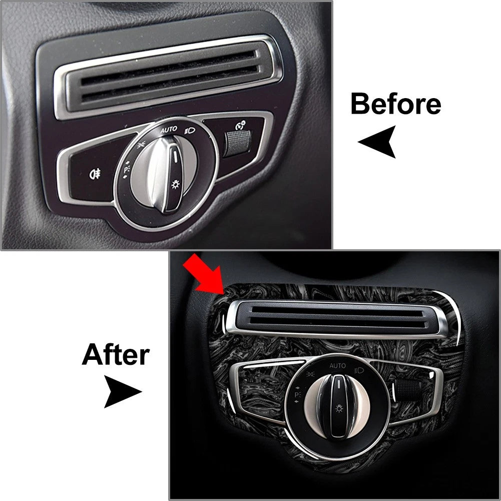 3 x Marbling Headlight Switch Cover Trim for Mercedes-Benz GLC C-Class (15-20)