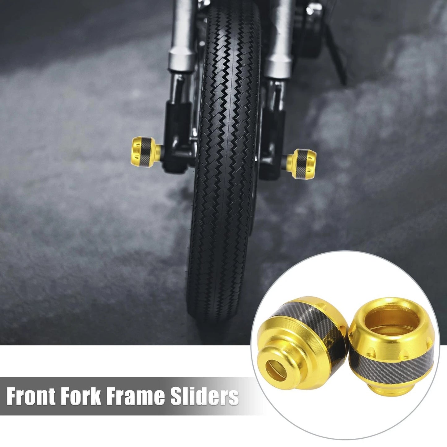Pair 2 x Wheel Front Fork Sliders Protection Caps Gold Tone for Make Model