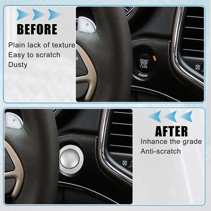 Engine Start/Stop Button Cover Kit for Jeep Cherokee and Dodge Silver Tone
