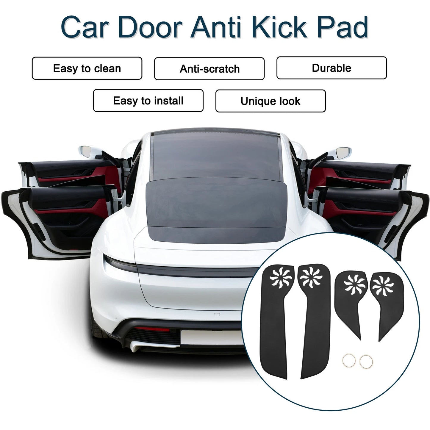 Car Door Anti Kick Pad Sticker Protector for Honda Fit (2021) - Black 1 x Set