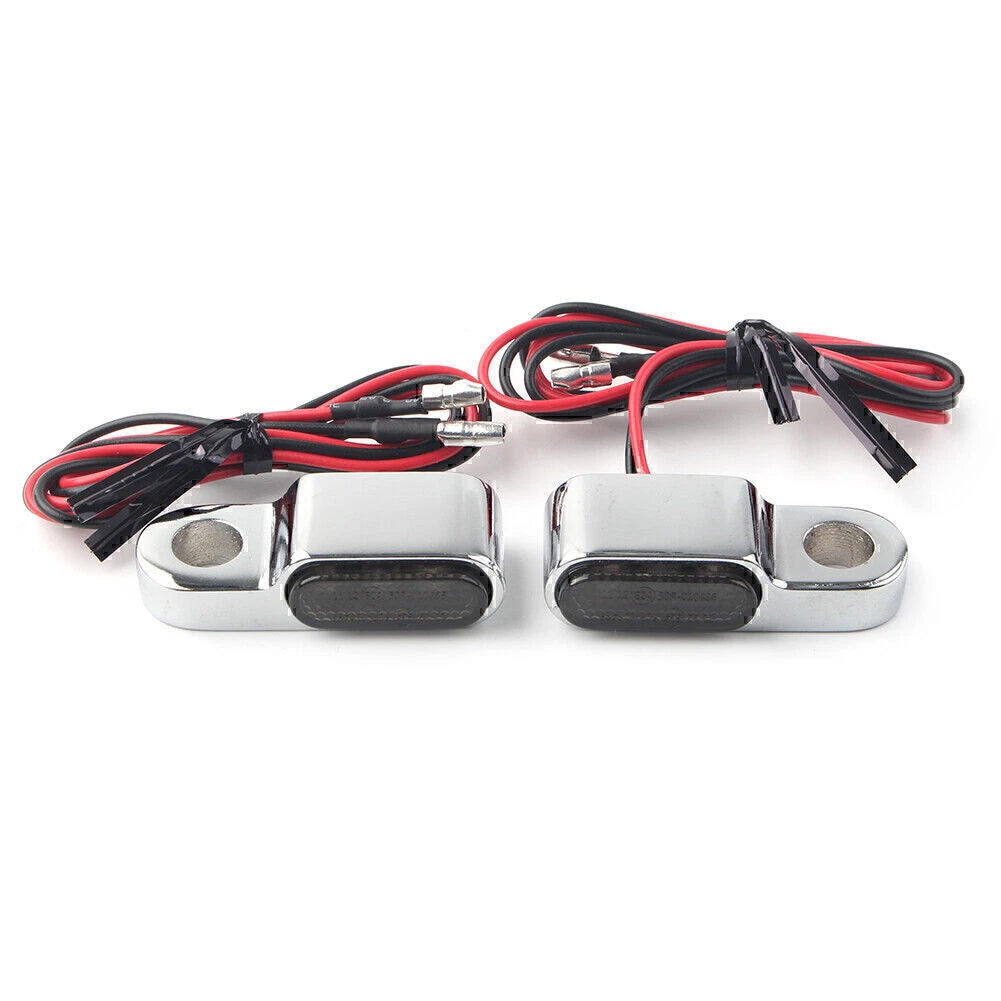 Mini Motorcycle LED Turn Signal Lights Amber Chrome