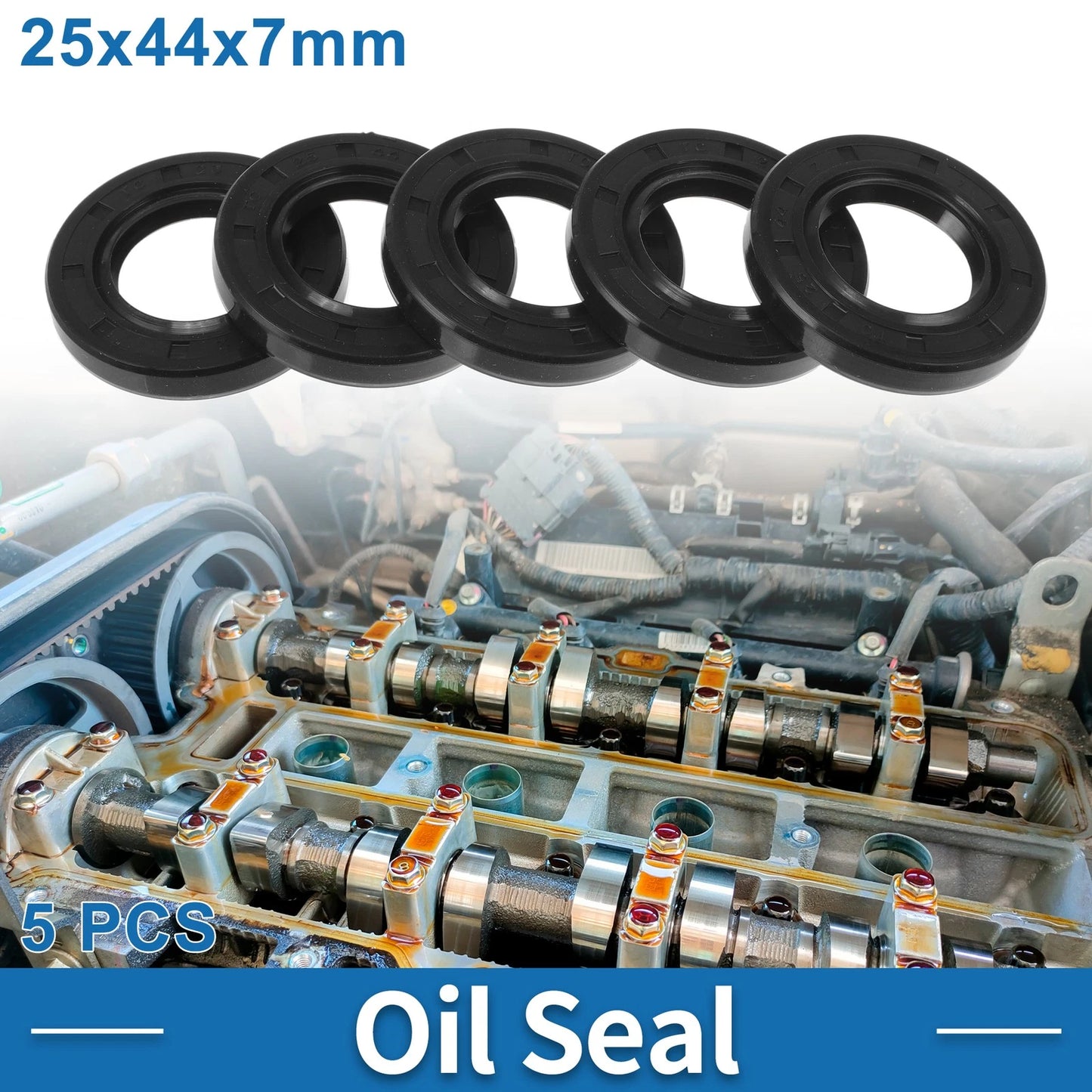 Oil Seal 25x44x7mm Black 5 Pcs Seal Ring Rotary Shaft Seal Nitrile Rubber