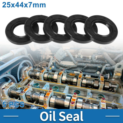 Oil Seal 25x44x7mm Black 5 Pcs Seal Ring Rotary Shaft Seal Nitrile Rubber