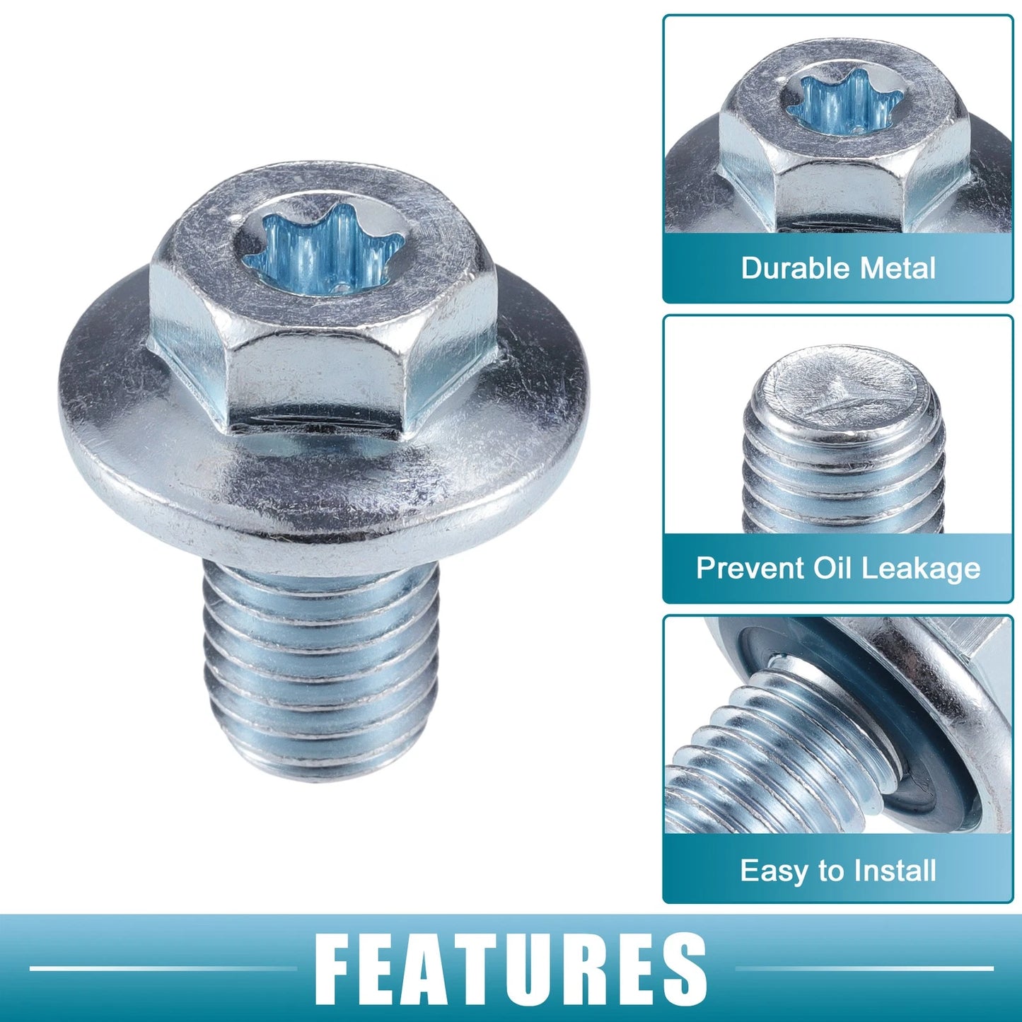 5 x Car Oil Drain Plug Silver Tone for Buick Cascada (2016–2019)