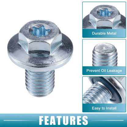 5 x Car Oil Drain Plug Silver Tone for Buick Cascada (2016–2019)