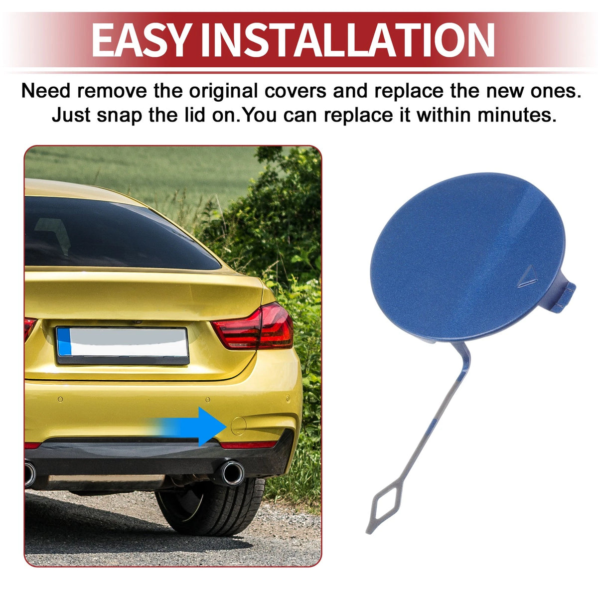 Rear Tow Hook Cover for BMW 428i (2014-2016) - Blue 1 x Cover