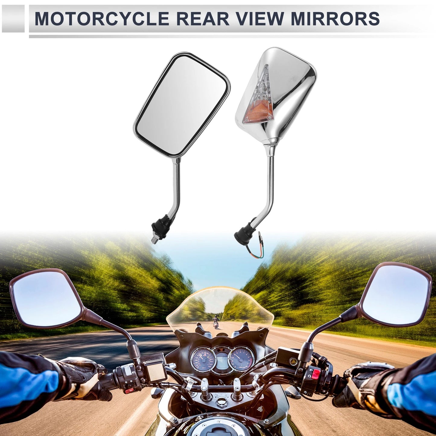 2 x Rear View Mirrors Handlebar Chrome Silver Tone Iron for M10