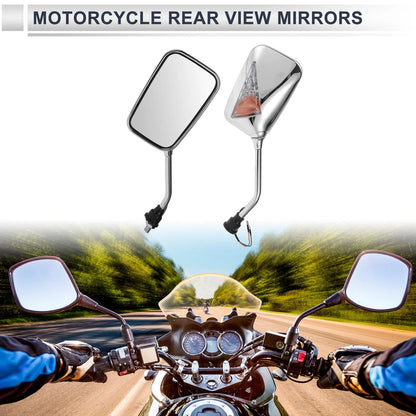 2 x Rear View Mirrors Handlebar Chrome Silver Tone Iron for M10