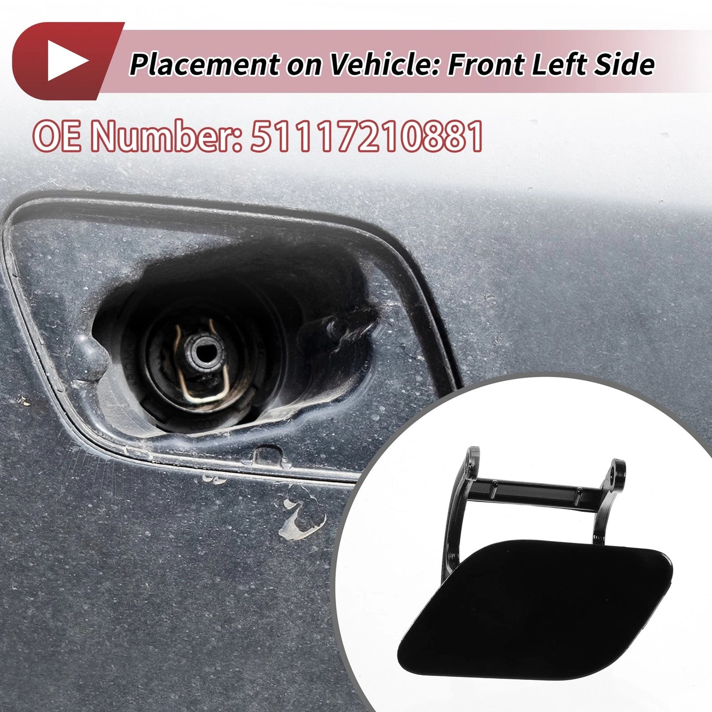 Washer Nozzle Cover Cap for BMW 740i Black (2011-2015)
