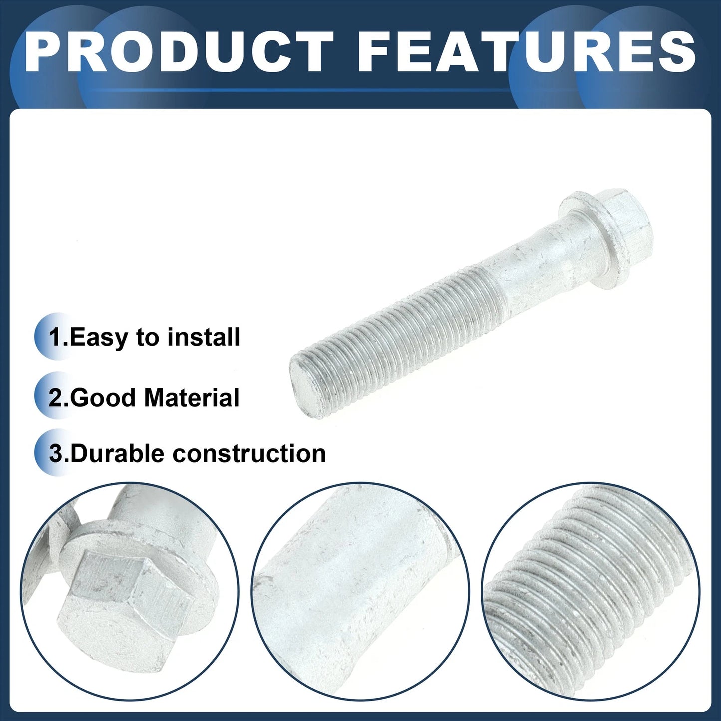 Front Wheel Hub Bolt 4Pcs Silver Tone for CADILLAC DEVILLE (2000 - 2005)