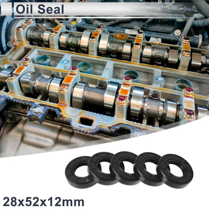 Oil Seal 28x52x12mm Rotary Shaft Seal Black 5 Pcs for Make Model