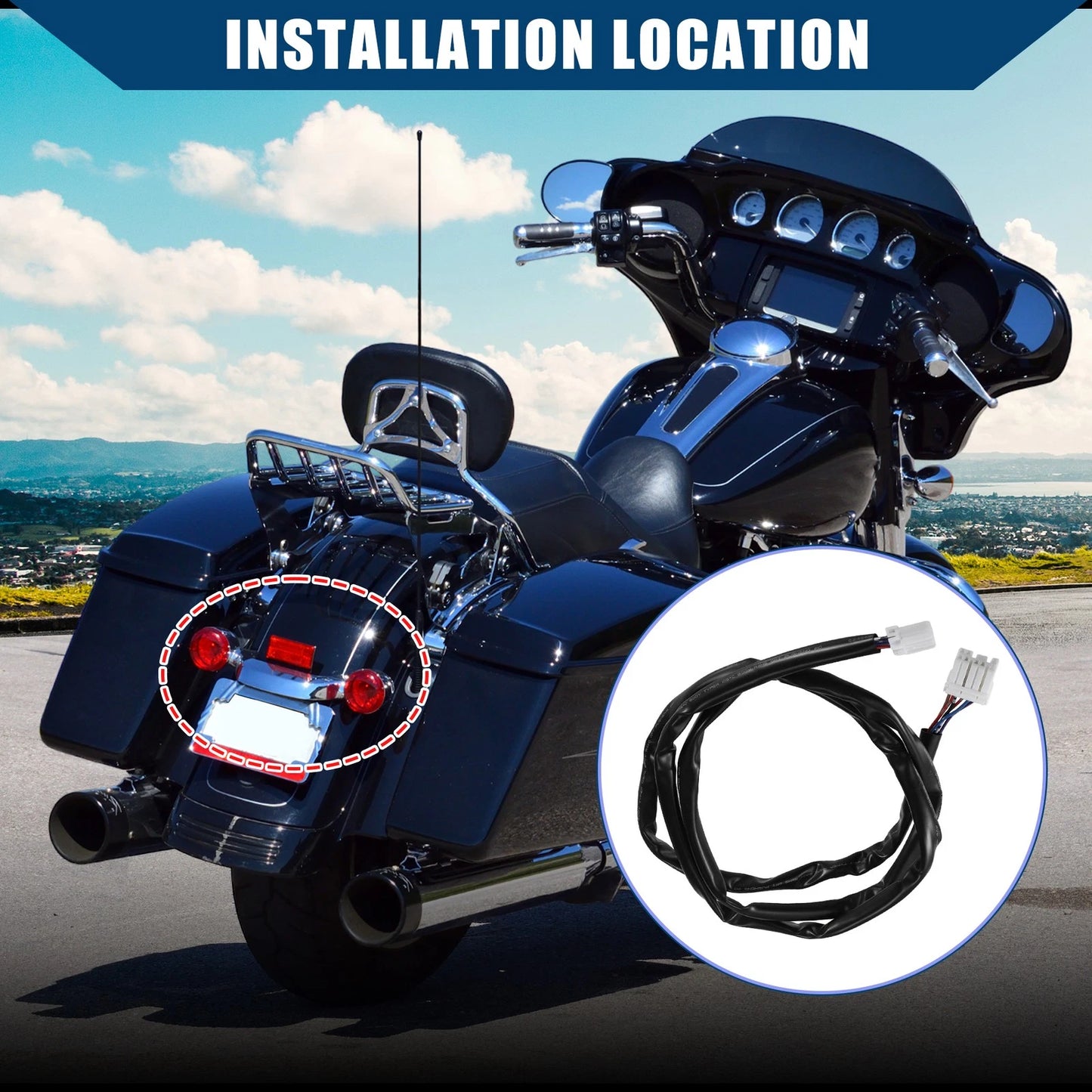 Motorcycle Rear Fender Tail Light Harness for Harley Davidson Sportster Dyna
