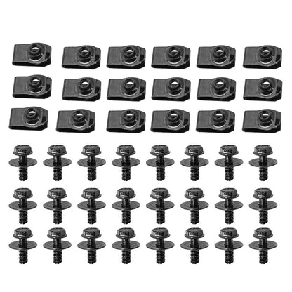 25 x Body Bolts & 25 x U-nut Clips for Engine Cover Undertray Splash Shield