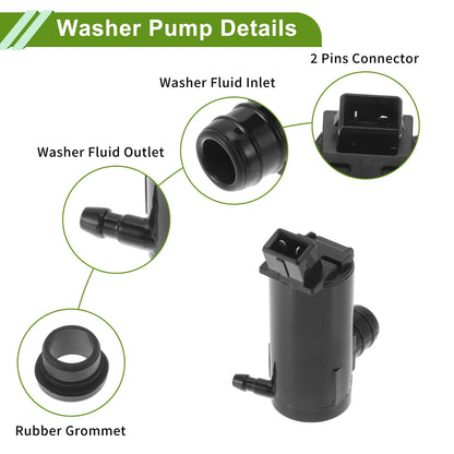 Windshield Washer Pump w/Grommet for Ford (1986-1995)