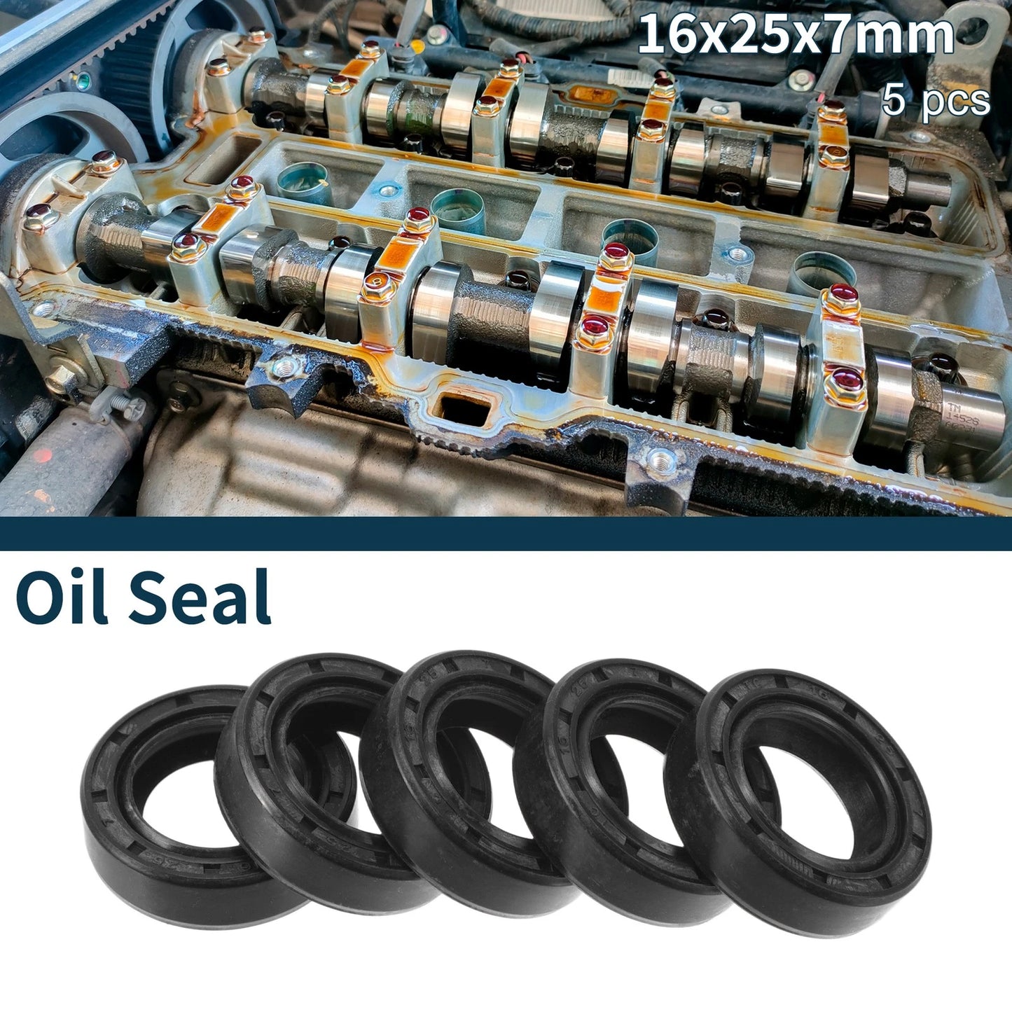 Oil Seal 16x25x7mm 5Pcs Seal Ring Rotary Shaft NBR Rubber for Make Model