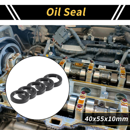 Oil Seal Rotary Shaft Seal NBR Rubber 40x55x10mm Black 5 Pcs