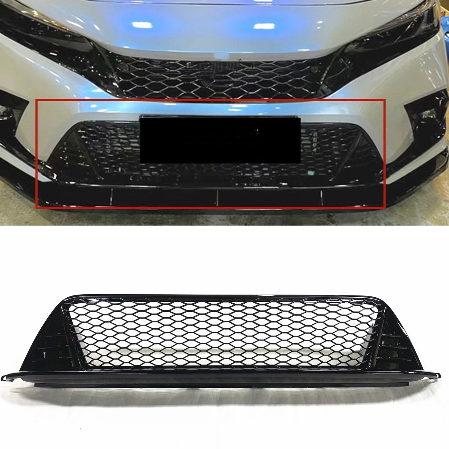 Grille Mesh for Honda Civic 11th Gloss Black (2022-2025)