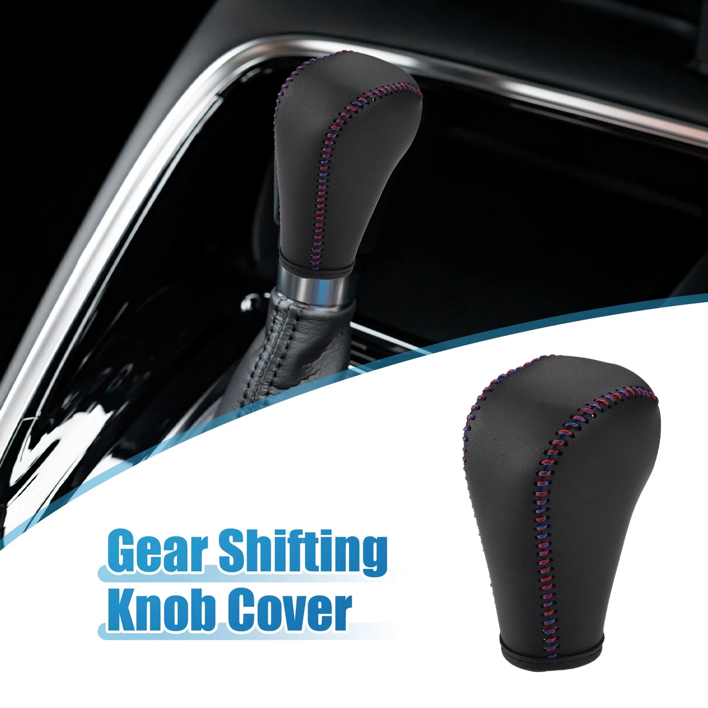 Gear Shifting Knob Cover for BMW 328i Faux Leather Black Red Blue (2007-2013)