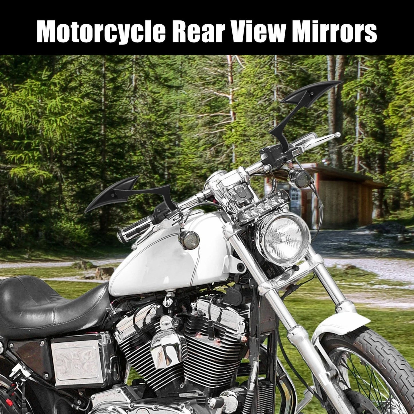 Pair 8mm 10mm Motorcycle Left Right Rear View Mirror for Harley Davidson Black