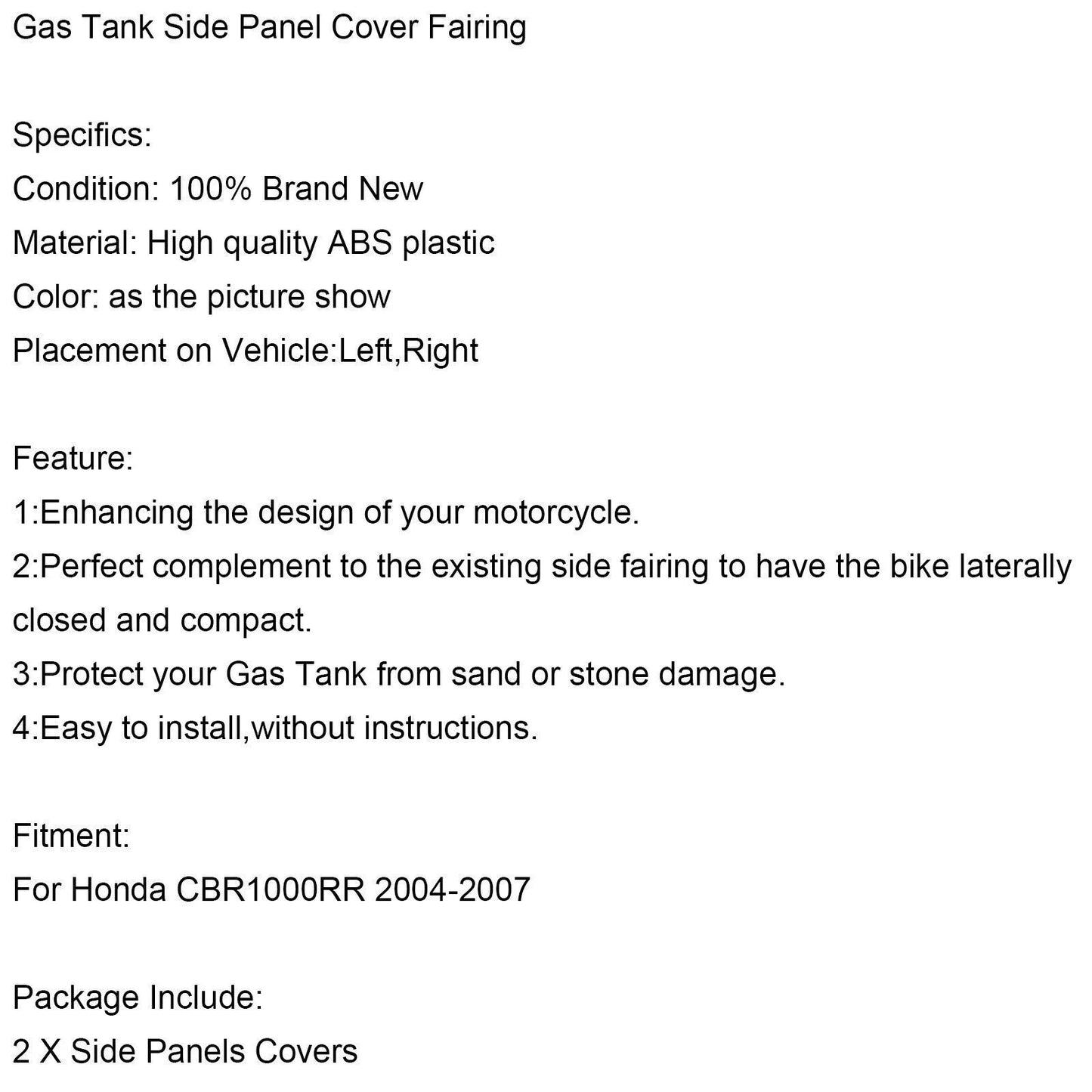 Gas Tank Side Fairing Insert Cover for CBR1000RR (2004-2007)