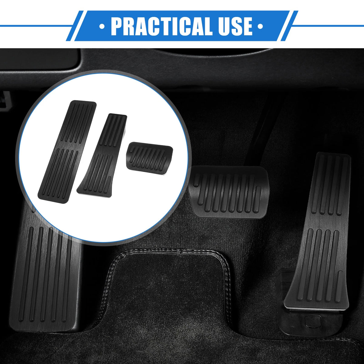 3 Pcs Gas Brake Foot Rest Pedals for Ford Explorer (2020-2023) Black