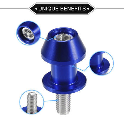 Pair Motorbike Swingarm Spools 8mm CNC Swing Arm Spools Sliders Blue for Bike