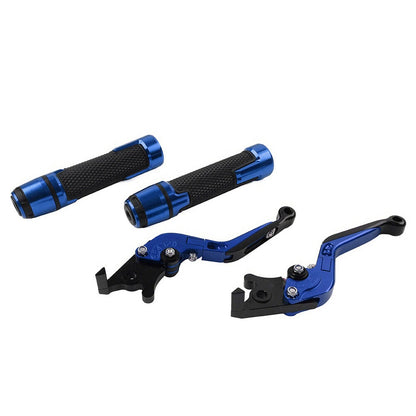 Blue Extendable Brake Clutch Levers & Handlebar Grips for Suzuki GSXS125
