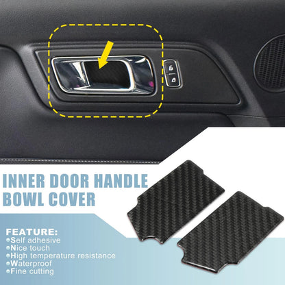 Carbon Fiber Inner Door Handle Bowl Covers for Ford Mustang (2015-2020)